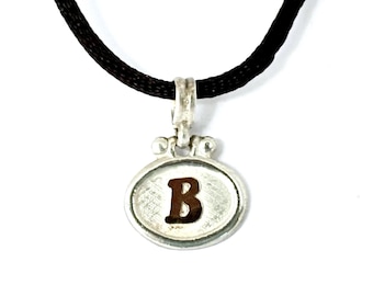 Two Tone Sterling Silver 18k Gold Initial B Pendant