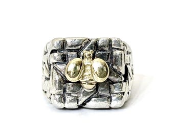 Saint Sarah Jane Bee Statement Ring Sterling Silver 18k Gold