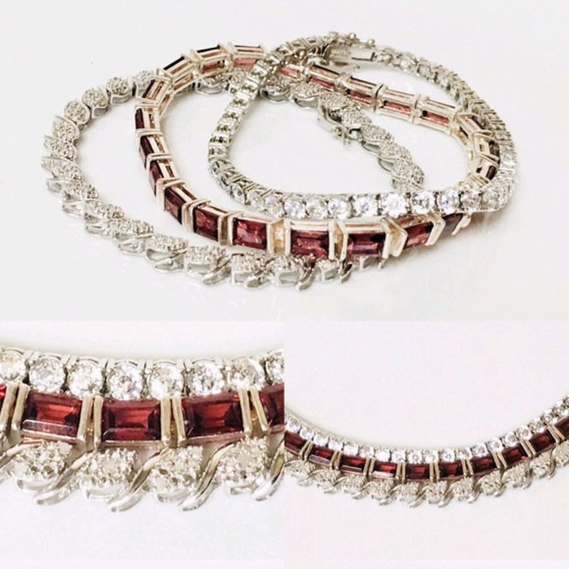 Vintage Tennis Bracelet 925 Sterling Silver Free US Etsy UK