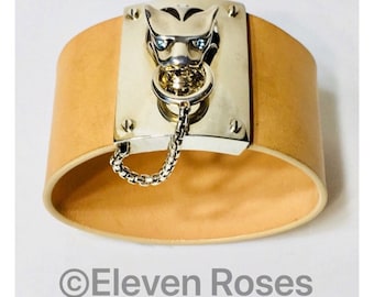 John Hardy Legends Macan Tiger Head Leather Bracelet Blue Topaz 925 Sterling Silver Free US Shipping