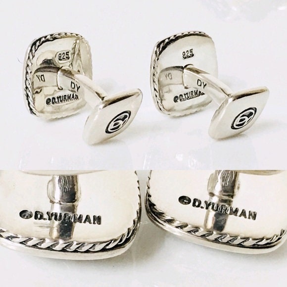 David Yurman Classic Cable Cufflinks Cuff Links DY 925 Sterling Silver
