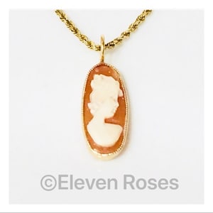 Vintage 585 14k Gold Cameo Pendant Free US Shipping