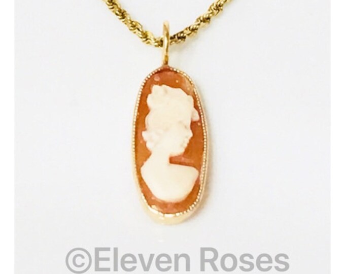 Vintage 585 14k Gold Cameo Pendant Free US Shipping