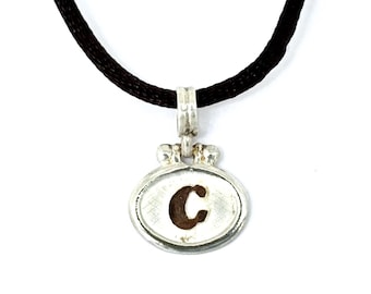 Two Tone Sterling Silver 18k Gold Initial C Pendant