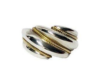Tiffany & Co. Shrimp Dome Ring 925 Sterling Silver 750 18k Gold