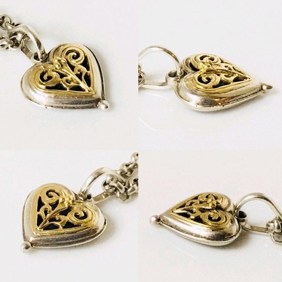 For Lisa Konstantino Heart Necklace 750 18k Gold 925 Sterling Silver Free US Shipping