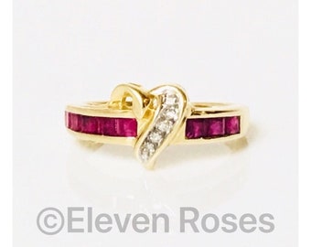 585 14k Gold Ruby & Diamond Ring Free US Shipping