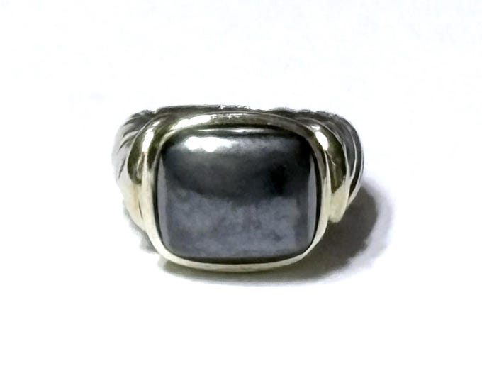 David Yurman Large Hematite Noblesse Statement Ring 925 Sterling Silver 14k Gold