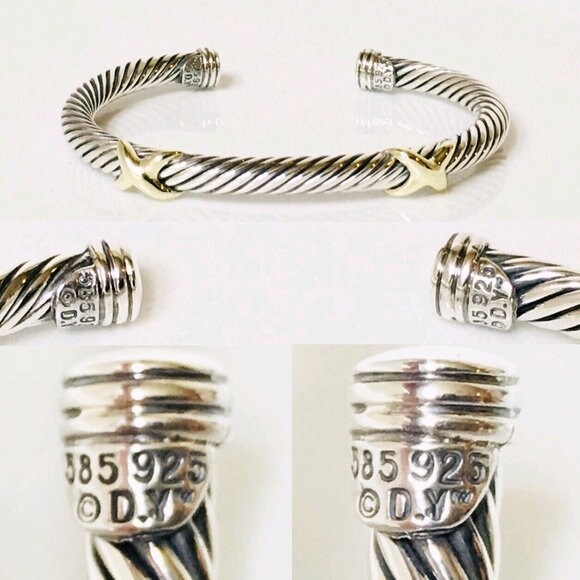 David Yurman Classic Cable Double X Cuff Bracelet 925 Sterling Silver