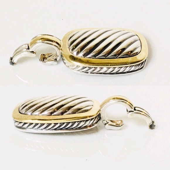 Yurman Enhancer Pendant Box Chain Necklace 925 Sterling Silver 750 18k Gold