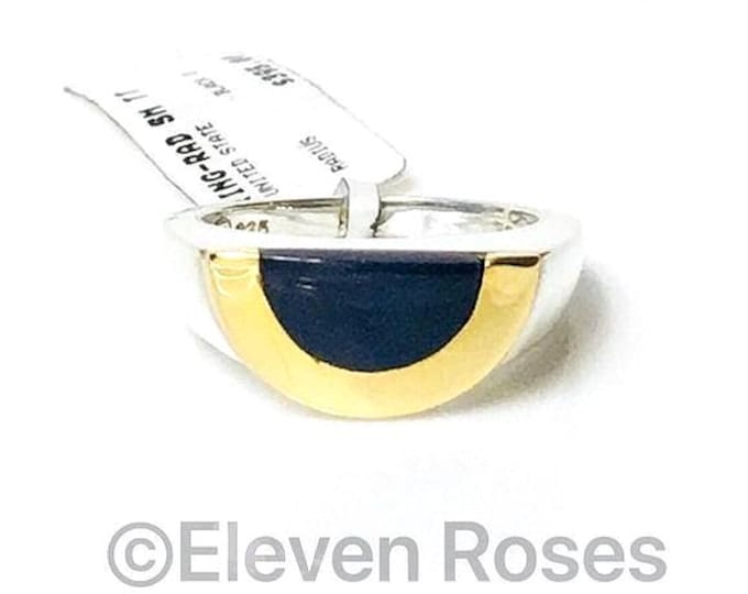 Movado Black Onyx Radius Ring 925 Sterling Silver 750 18k Gold