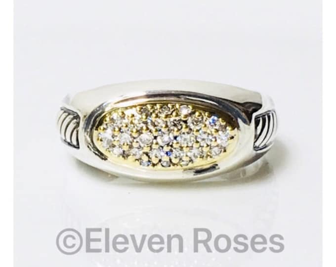 Mens Yurman Inset Cable Diamond Signet Ring