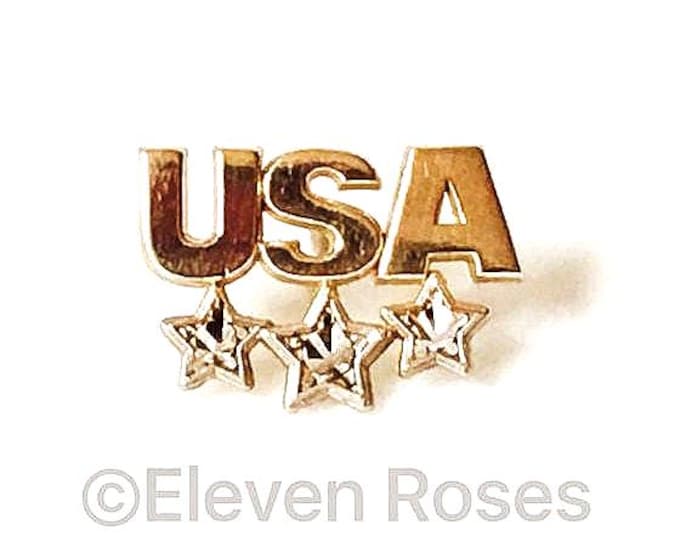 10k Gold USA Tack Pin Tie Tac Diamond Cut Design Free US Shipping