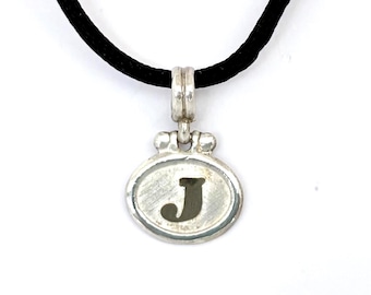 Two Tone Sterling Silver 18k Gold Initial J Pendant
