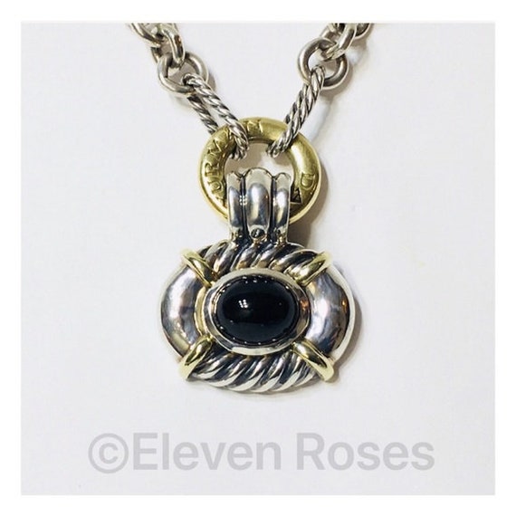 Vintage Yurman Large Black Onyx Enhancer Pendant … - image 2