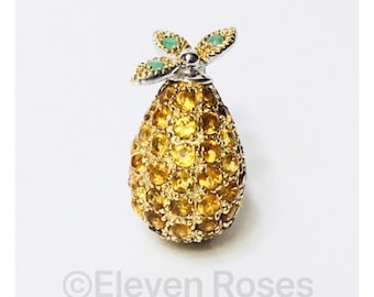 Large Citrine Emerald Pineapple Fruit Cocktail Ring 925 Sterling Silver Free US Shipping