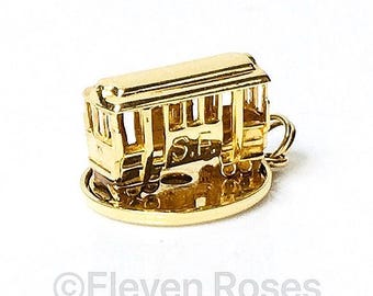 Vintage 14k Gold Mechanical San Francisco Cable Car Charm Pendant