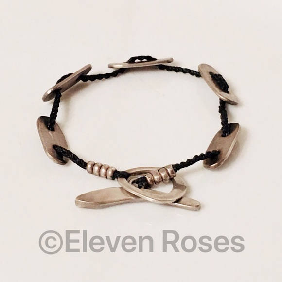 Jill Platner 925 Sterling Silver Tenara Cord Station Bracelet