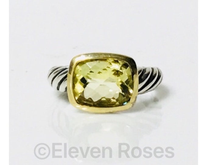 Yurman Lemon Citrine Noblesse Ring DY 925 Sterling Silver 750 18k Gold