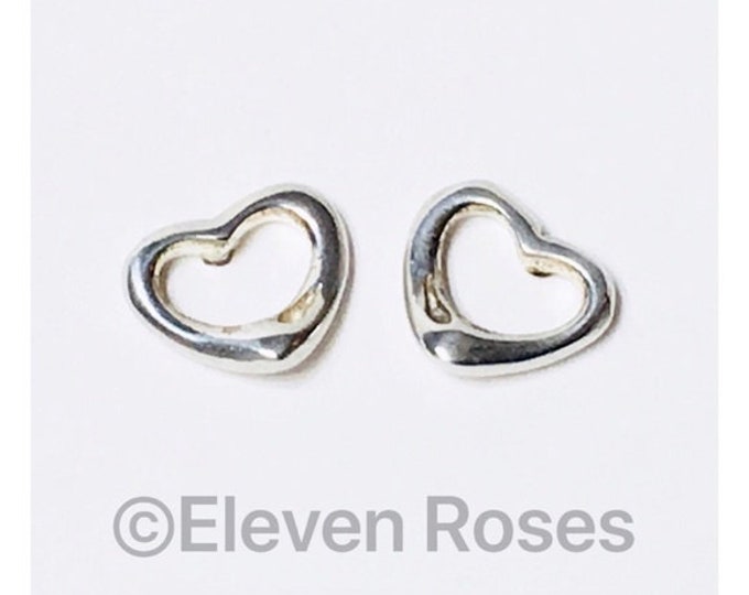 Tiffany & Co. Elsa Peretti Open Heart Earrings 925 Sterling Silver Free US Shipping