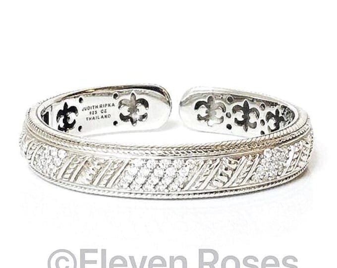 Judith Ripka Diamonique Cuff Bangle 925 Sterling Silver