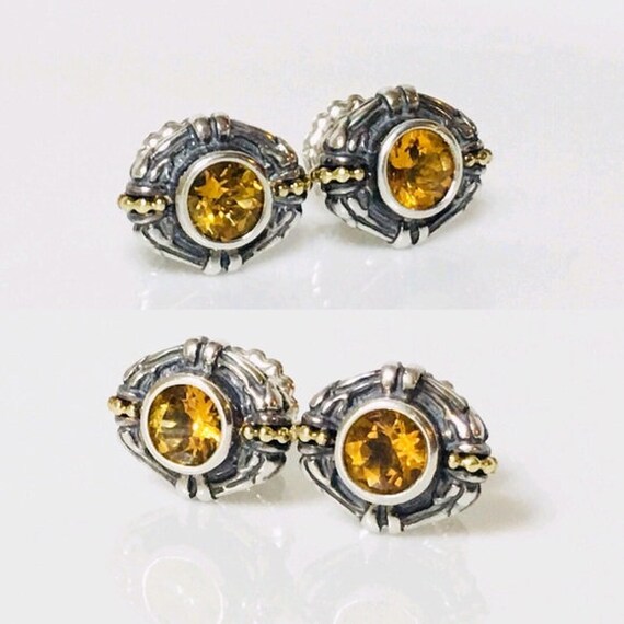 Lagos Caviar Citrine Stud Earrings 925 Sterling S… - image 2