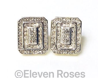 10k Gold Diamond Panel Statement Earrings