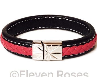 Woven Leather Steel Bracelet