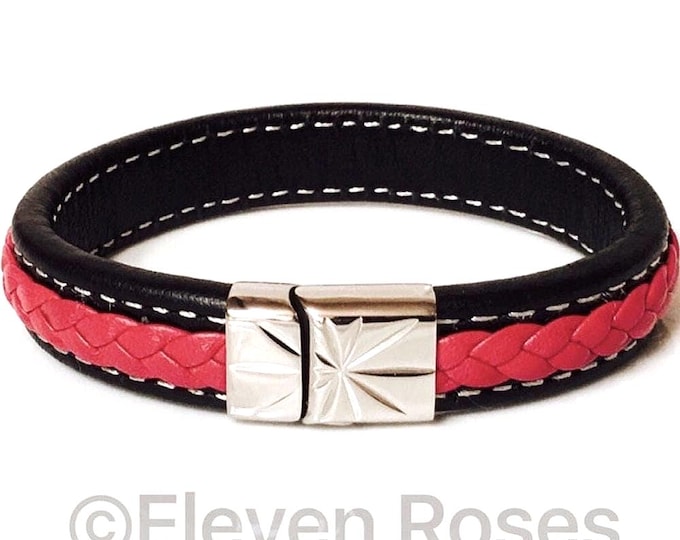 Woven Leather Steel Bracelet