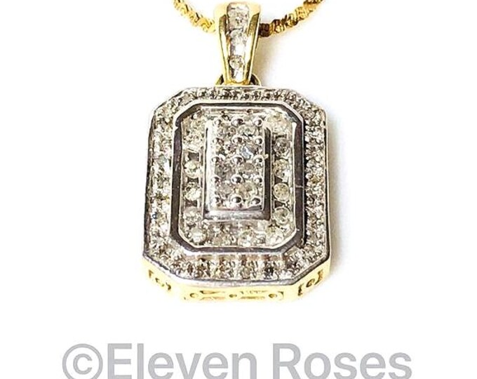 10k Gold Diamond Panel Statement Pendant