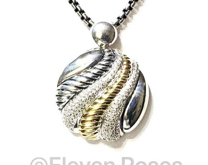 Designer Sterling Silver 18k Gold Diamond Pendant
