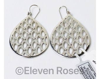 Extra Large Sterling Silver Diamond Dangle Drop Earrings