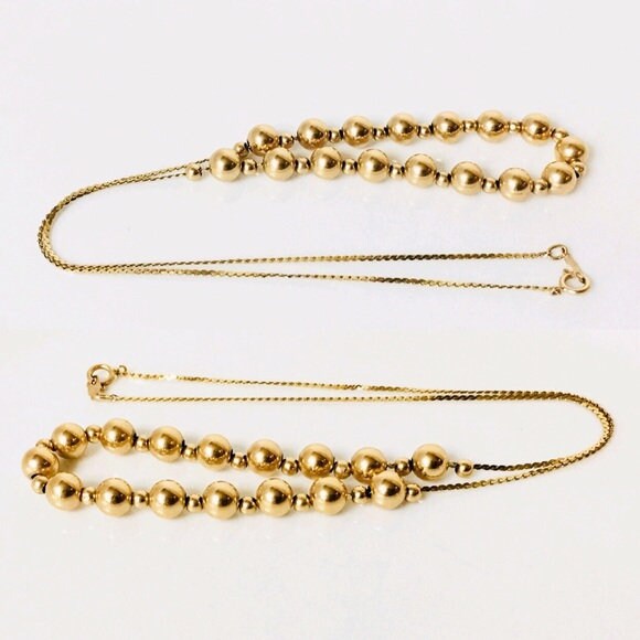 14k Gold Ball Bead Chain Necklace Free US Shipping