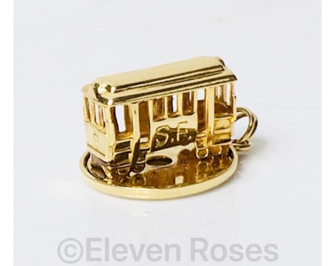 Vintage 14k Gold San Francisco Mechanical Trolley Cable Car Charm Free US Shipping