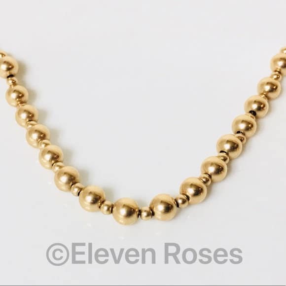 14k Gold Ball Bead Chain Necklace Free US Shipping