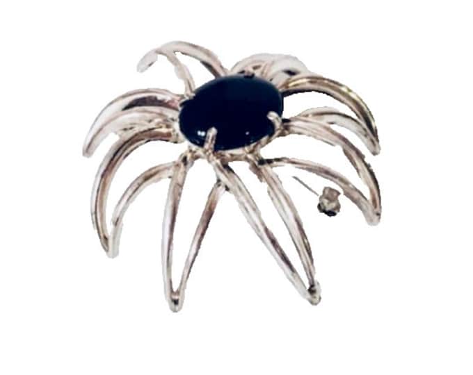 Tiffany & Co. Large Black Onyx Fireworks Brooch 925 Sterling Silver Free US Shipping