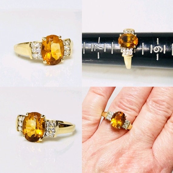 Vintage 585 14k Gold Citrine &  Diamond Cocktail … - image 5