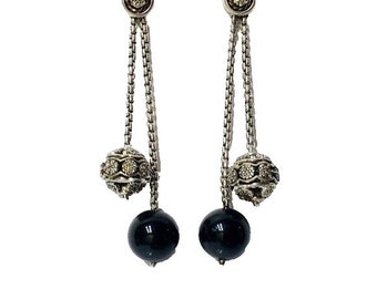 Yurman Gemstone Chain Tassel Drop Dangle Earrings 925 Sterling Silver 750 18k God