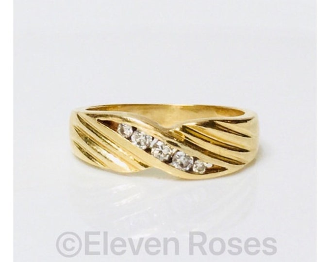 Men's 585 14k Gold Diamond Wedding Band Ring Free US Shipping