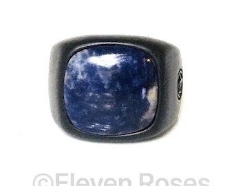 Mens David Yurman Titanium Lapis Signet Ring