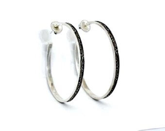 Lois Hill Extra Large Granulated Sterling Hoop Earrings