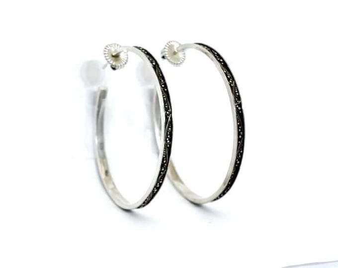 Lois Hill Extra Large Granulated Sterling Hoop Earrings