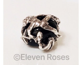 Large Black Onyx Brutalist Organic Nude Male Female Figures Art Form Ring 925 Sterling Silver Free US Shipping