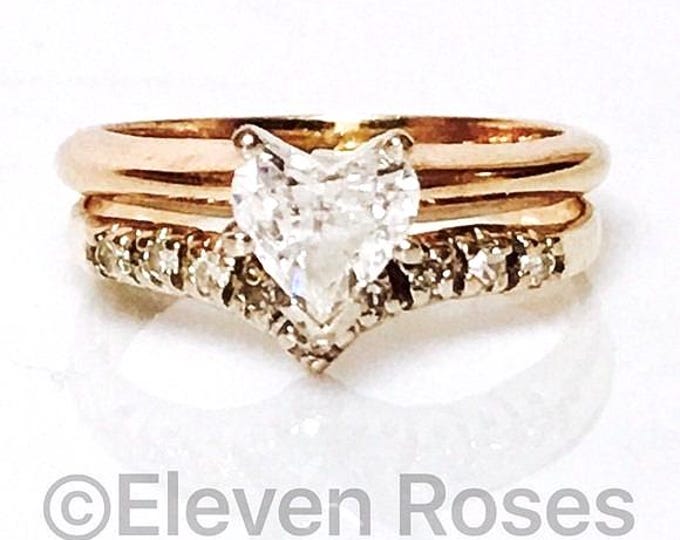 585 14k Gold Diamond Heart Cut Solitaire Engagement Wedding Ring