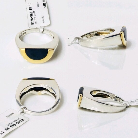 Movado Black Onyx Radius Ring 925 Sterling Silver… - image 3