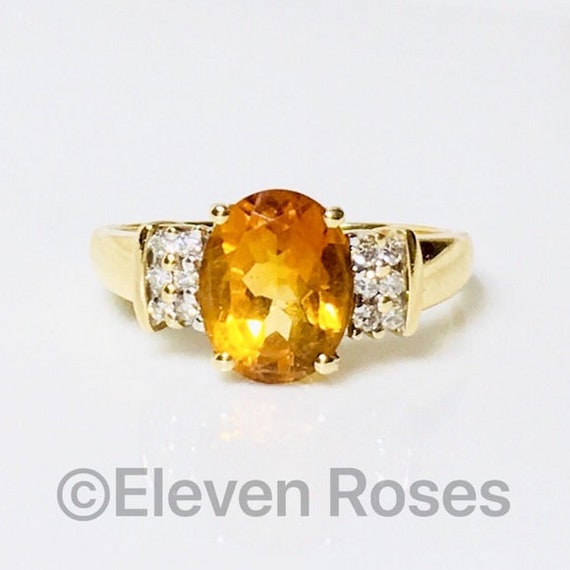 Vintage 585 14k Gold Citrine &  Diamond Cocktail … - image 7