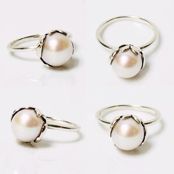 tiffany olive leaf pearl ring