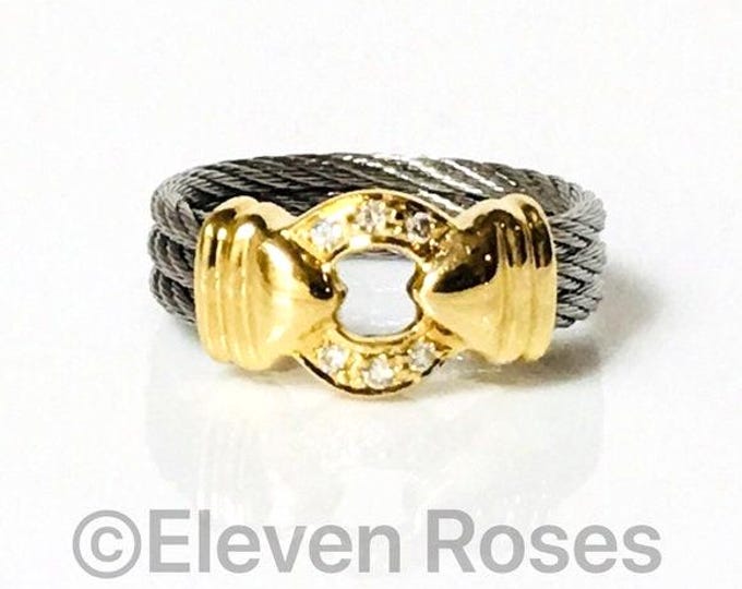 Charriol Diamond Nautical Cable Ring 750 18k Gold
