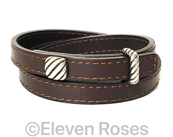 David Yurman Leather Cable Triple Wrap Bracelet