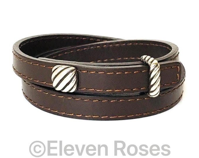 David Yurman Leather Cable Triple Wrap Bracelet